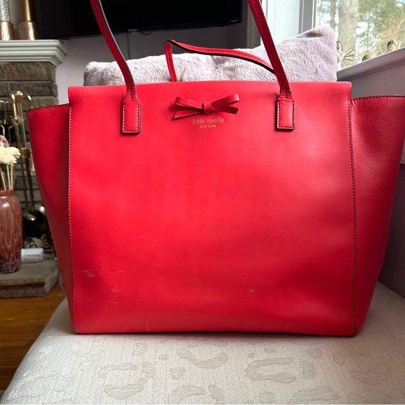 Kate Spade Large Geranium Taden Sawyer Street Leather Tote - Picture 10 of 16